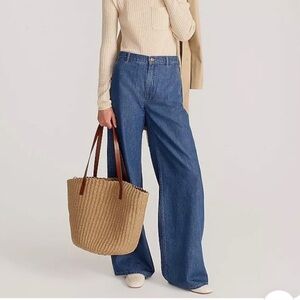 J crew woven straw market tote